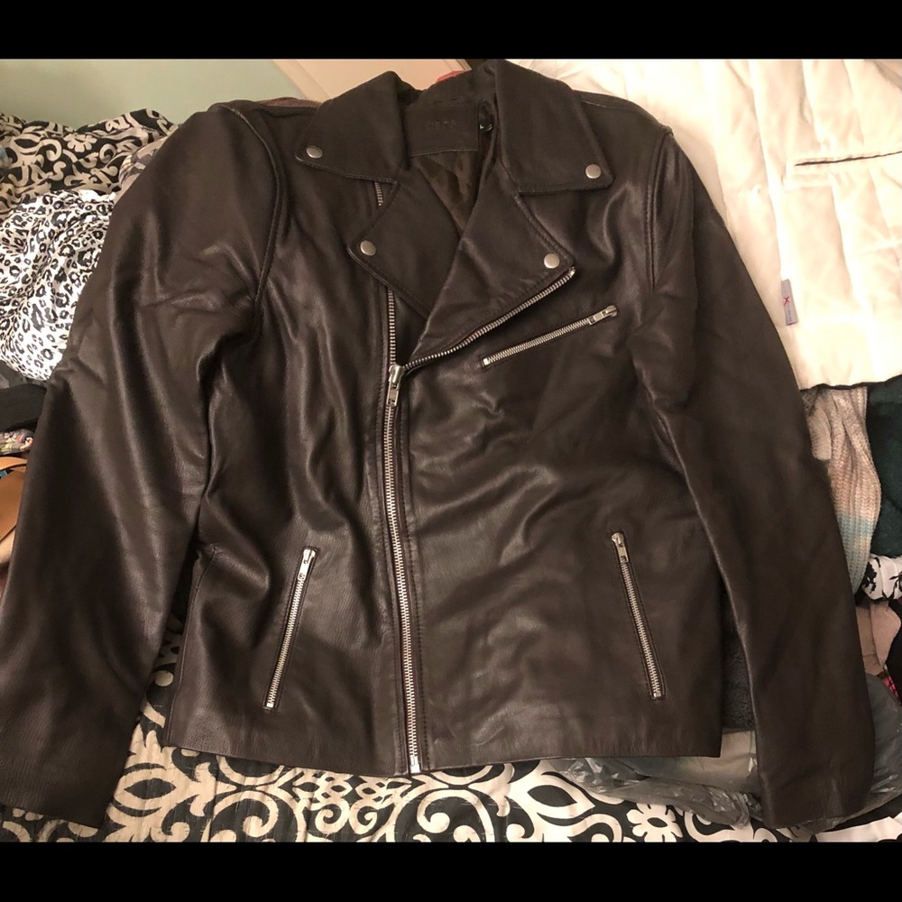 ASOS MENS 100% LEATHER BROWN JACKET